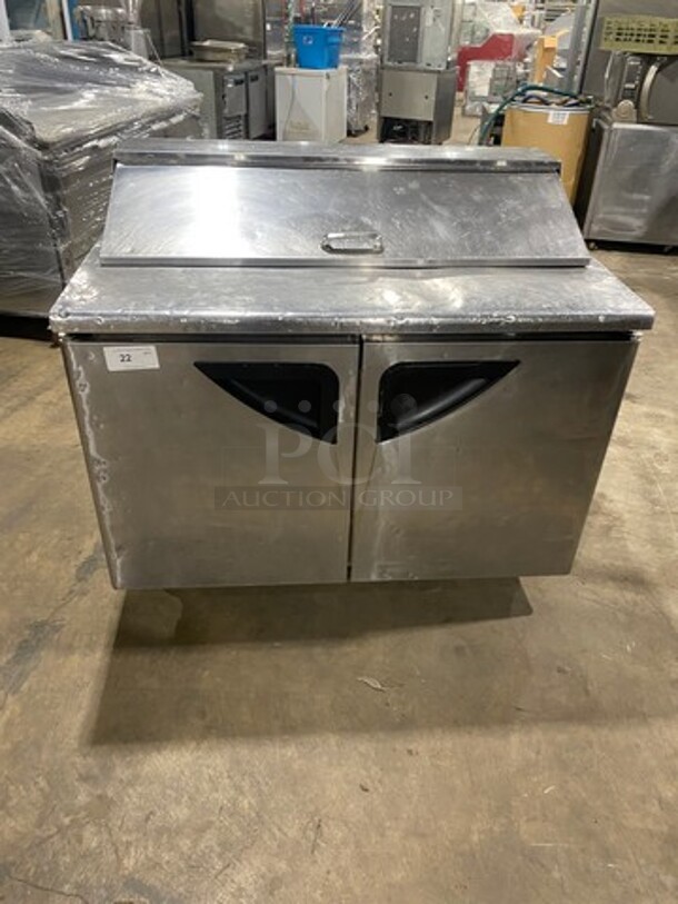 Turbo Air Commercial Refrigerated Sandwich Prep Table! With 2 Door Storage Space Underneath! All Stainless Steel! On Casters! Model: TST48SD 115V 60HZ 1 Phase - Image 1 of 9