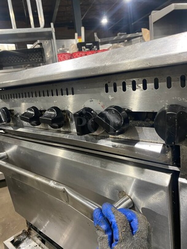 LATE MODEL! 2021 Rocket Cooking Commercial 6 Burner Natural Gas Powered Stove! With Oven Underneath! All Stainless Steel! Model RCPRO36GST Serial 2572612109280384! On Casters! - Image 11 of 12