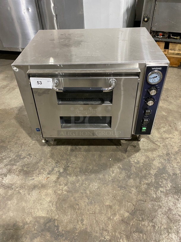 NICE! Waring Commercial Electric Powered Pizza Oven! All Stainless Steel! On Legs! Model: WPO700 SN: 141225 240V 60HZ