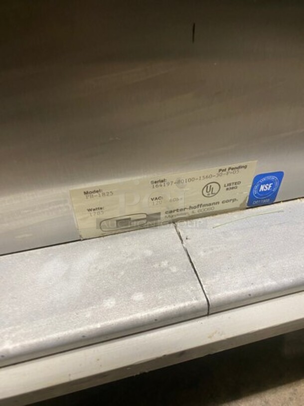 Carter Hoffman All Stainless Steel Insulated Warming/Proofing Cabinet! Holds Full Size Trays!  Model PH1825 Serial 16419780100156030F05! 120V 1Phase! On Casters!   - Image 8 of 9