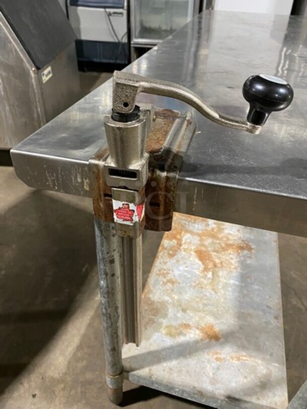 Solid Stainless Steel Work Top/ Prep Table! With Mounted Can Opener! With Storage Space Underneath! On Legs! - Image 7 of 8