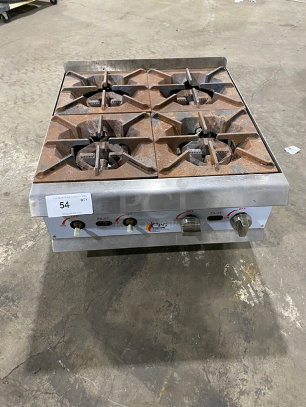 WOW! CPG Commercial Countertop Natural Gas Powered 4 Burner Range! All Stainless Steel! On Legs! Model: HP424 SN: 10152511HP424