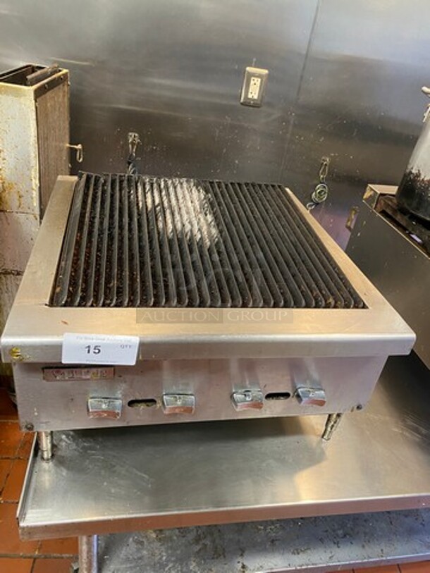 Vulcan Commercial Countertop Natural Gas Powered Char Broiler Grill! Stainless Steel Body! On Small Legs! WORKING WHEN REMOVED!