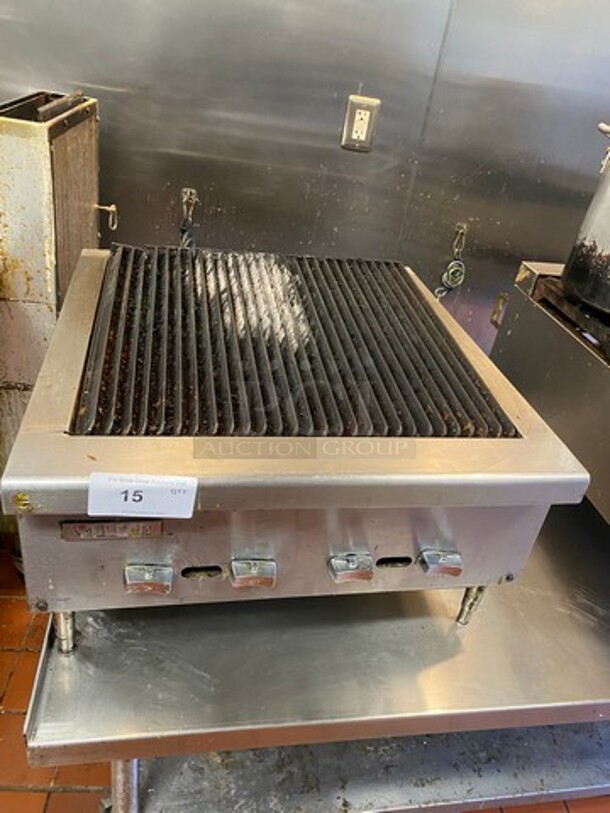 Vulcan Commercial Countertop Natural Gas Powered Char Broiler Grill! Stainless Steel Body! On Small Legs! WORKING WHEN REMOVED! - Image 1 of 7