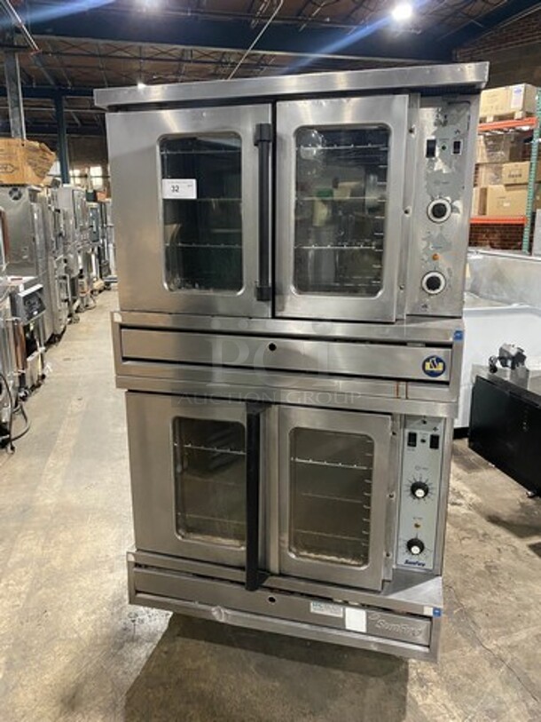 Sunfire Commercial Natural Gas Powered Double Deck Convection Oven! With View Through Doors! Metal Oven Racks! All Stainless Steel! 2x Your Bid Makes One Unit! Model: SDG1