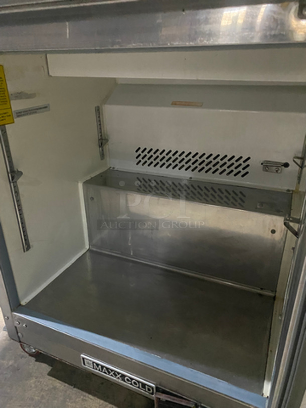 Maxx Cold Commercial Refrigerated Sandwich Prep Table! With Commercial Cutting Board! Single Door Storage Space Underneath! All Stainless Steel! On Casters! - Image 5 of 9