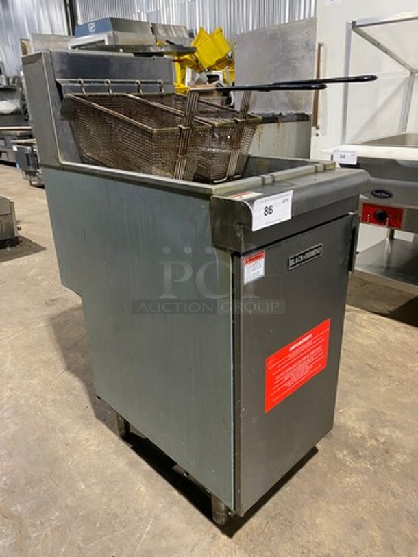 NICE! LATE MODEL! 2016 Black Diamond Commercial LP Powered Deep Fat Fryer! With 2 Metal Frying Baskets! All Stainless Steel! On Legs! Model: BDGF90 SN: 08163670055 - Image 2 of 12