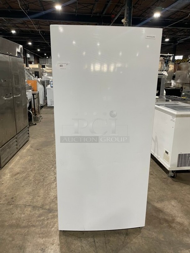 Amazing! White Frigidaire Single Door Reach In Freezer! With Racks!
115V 60HZ Model: FFUE2022AWE Serial: BB33115189 - Image 1 of 9