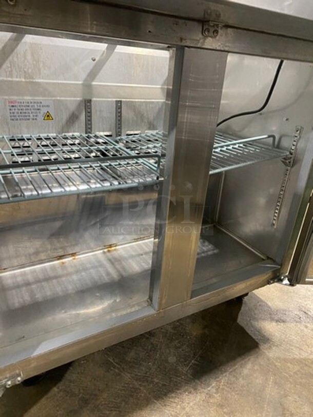 Universal Coolers Commercial Refrigerated Sandwich Prep Table! With 2 Door Storage Space Underneath! With Poly Coated Rack! All Stainless Steel! On Casters! - Image 6 of 10