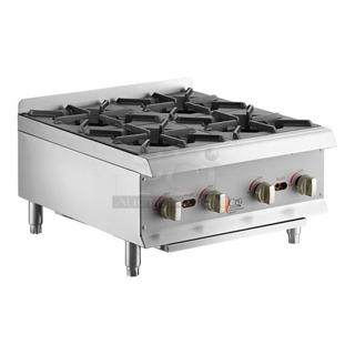 BRAND NEW SCRATCH & DENT! Cooking Performance Group R-CPG-24-NL 4 Burner Gas Countertop Range / Hot Plate - 88,000 BTU. Grate is broken. 