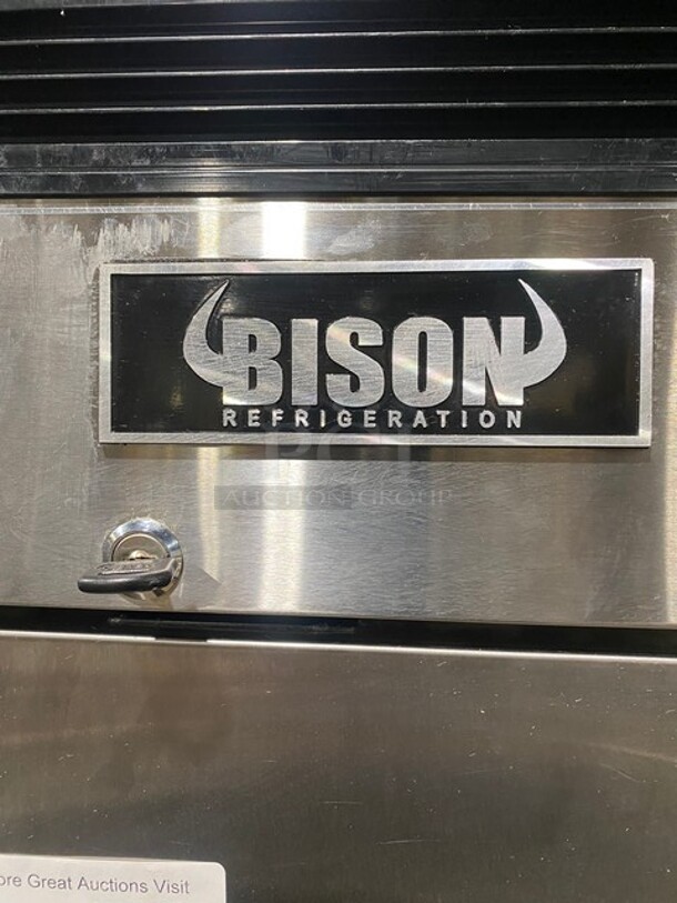 2019 Bison Commercial Single Door Reach In Cooler! Poly Coated Racks! All Stainless Steel! With Casters! Working When Removed! MODEL BRR21 SN: BRR2100319122100K80010 115V 1PH  - Image 7 of 10