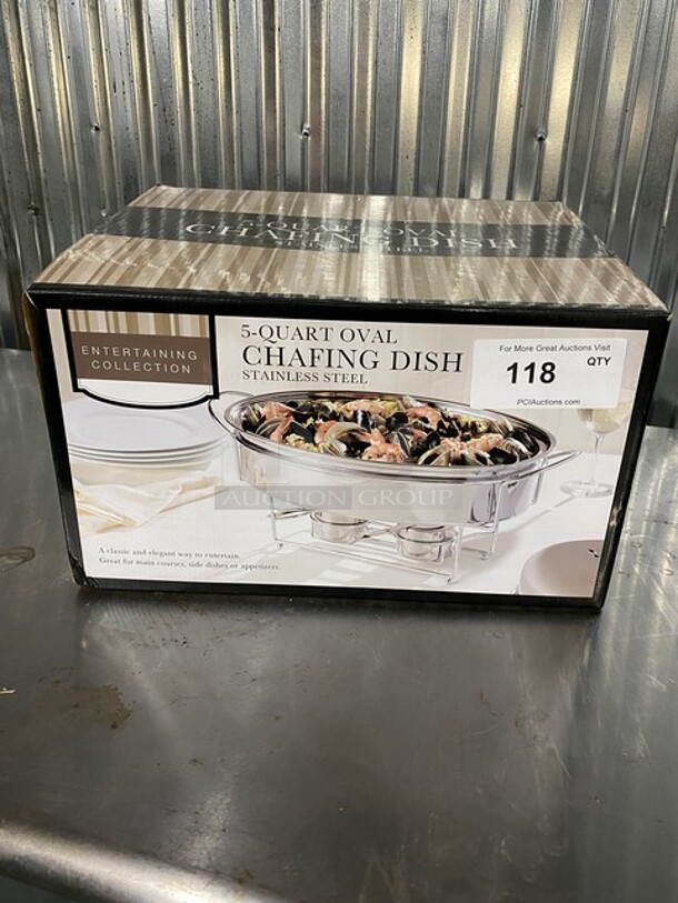 5 QT Stainless Steel Oval Shaped Chafing Dish! - Image 1 of 8