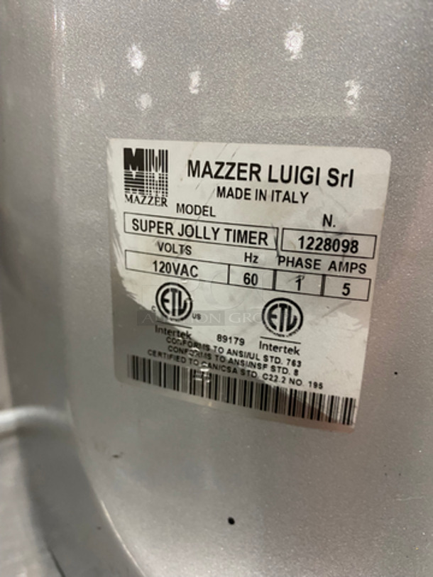 Mazzer Luigi Commercial Countertop Coffee Bean Grinder! Stainless Steel Body! Model: SUPERJOLLYTIMER SN: 1228098 120V 60HZ 1 Phase - Image 7 of 10