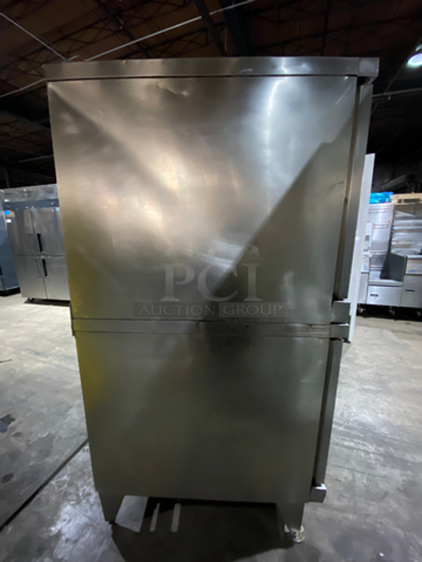 NICE! Franklin Commercial Double Deck Natural Gas Powered Convection Oven! With Metal Oven Racks! With 1 View Through Door & 1 Solid Door! All Stainless Steel! On Legs! 2x Your Bid! - Image 4 of 8