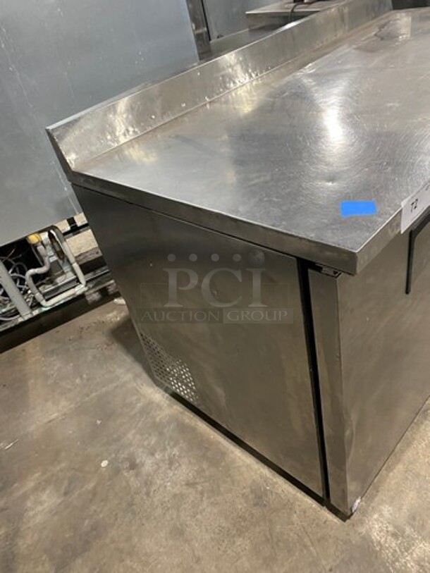 TRUE ALL STAINLESS STEEL Commercial 2 Door Refrigerated  Worktop/Lowboy Cooler! With Raised Back Splash!Model TWT-60 Serial 1-4606796 115V/60Hz/1 Phase! On Casters!  - Image 3 of 5