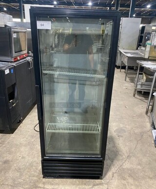 True Commercial Single Door Reach In Cooler Merchandiser! With View Through Door! Poly Coated Racks! Model: GDM12 SN:14741897 115V 1PH