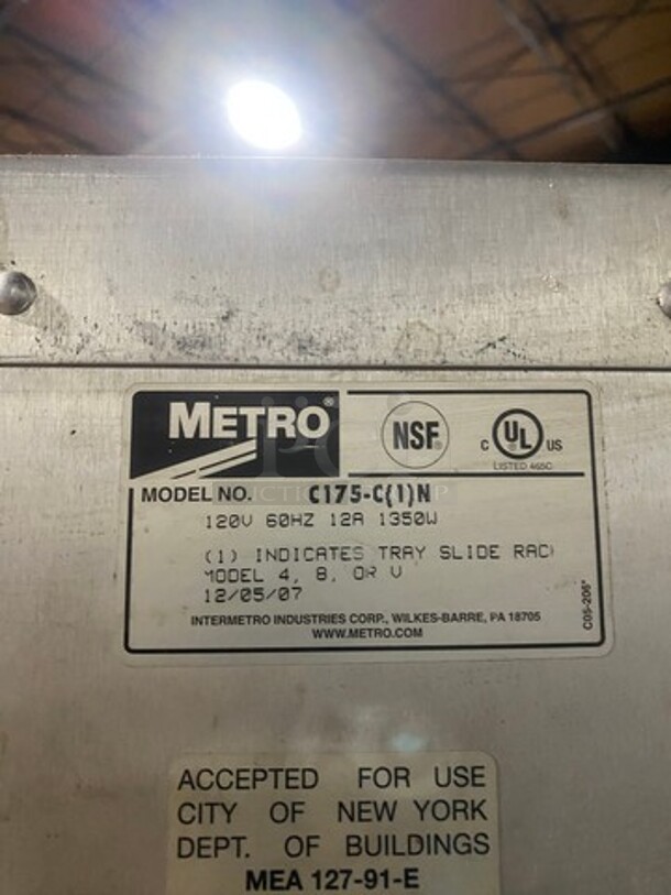 Metro Commercial Heated Holding Cabinet/ Food Warmer! All Stainless Steel! On Casters! Model: C175C1N 120V - Image 5 of 8