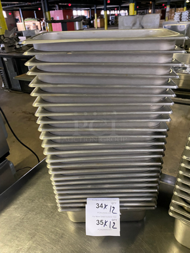 Browne Steam Table/ Prep Table Pans! All Stainless Steel! 12x Your Bid!