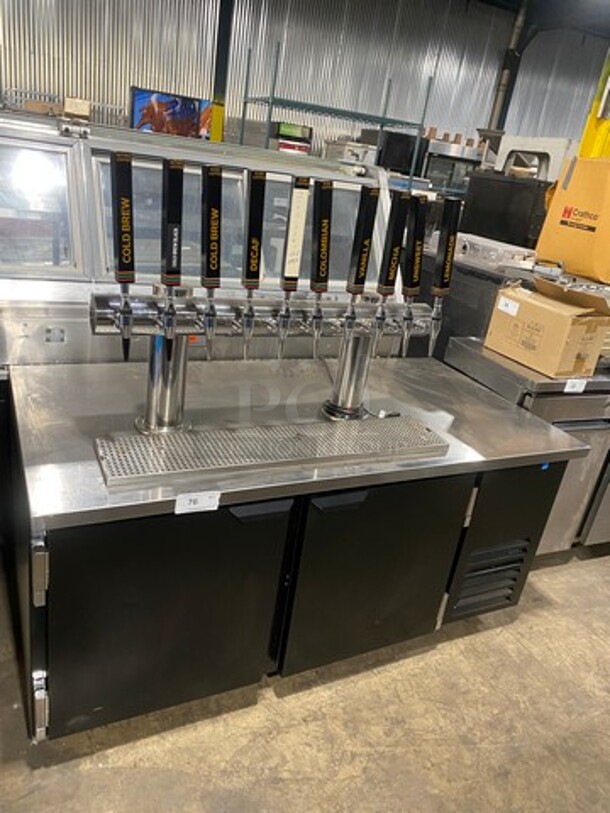 AMAZING! Beverage Air Commercial Refrigerated 10 Tap Cold Brew Coffee Kegerator! With 2 Door Storage Space Underneath! Model: WTR67AHCMMB SN: 13304505 115V 60HZ 1 Phase