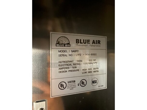 Blue Air Commercial! 2 Door Reach In Freezer! All Stainless Steel! On Casters! Model: BASF2 SN: LTF2N040001 115V 60HZ 1 Phase - Image 8 of 10