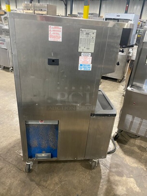WOW!  LATE MODEL 2013! Taylor Crown AIR COOLED Commercial 3 Handle Soft Serve Ice Cream Machine! All Stainless Steel! On Casters! Model: C713-33 SN: M3108009 208/230V 60HZ 3 Phase - Image 4 of 11