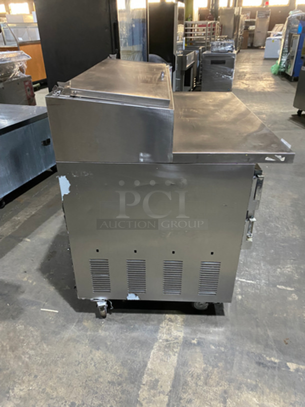Leader Commercial Refrigerated Pizza Prep Table! With 2 Door Underneath Storage Space! All Stainless Steel! On Casters! Model: PT48SC SN: NH060158 115V 60HZ 1 Phase - Image 3 of 10