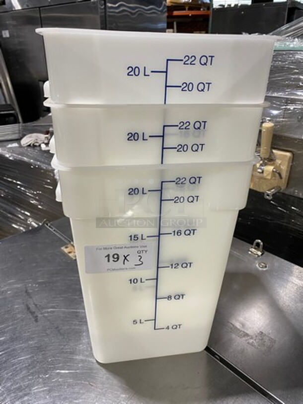 Cambro 22Qt White Poly Food Containers! 3x Your Bid! - Image 1 of 5