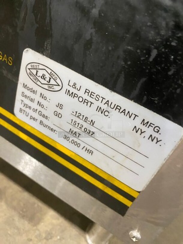 L & J Natural Gas Powered 12 Inch Flat Grill! Model JS1218N Serial 1512037! On Legs!  - Image 7 of 8