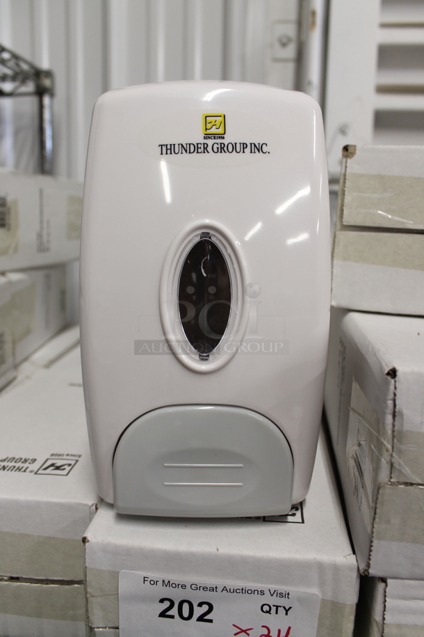 24 BRAND NEW IN BOX! Thunder Group White Poly Wall Mount Soap Dispensers. 24 Times Your Bid! - Image 1 of 6
