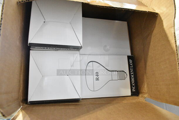 BRAND NEW SCRATCH AND DENT! Box of Approximately 14 R40 Incandescent Lamp Bulbs - Image 1 of 4
