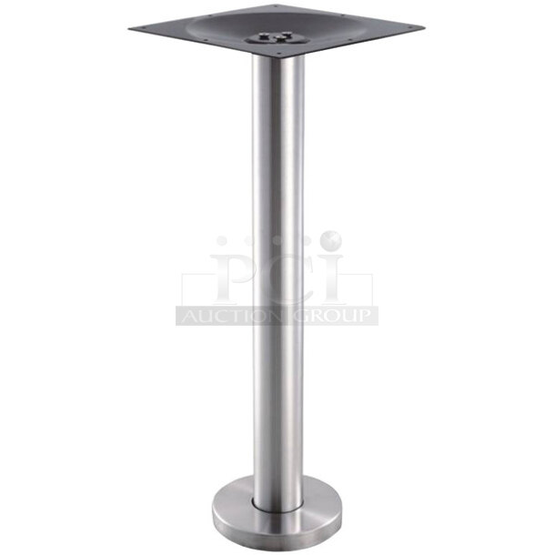 BRAND NEW IN BOX! Art Marble Furniture SS15-7H 7" Round Polished Stainless Steel Floor Mount Bar Height Table Base. Stock Picture Used As Gallery. - Image 1 of 3