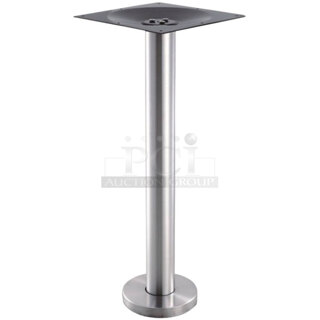 BRAND NEW IN BOX! Art Marble Furniture SS15-7H 7" Round Polished Stainless Steel Floor Mount Bar Height Table Base. Stock Picture Used As Gallery.