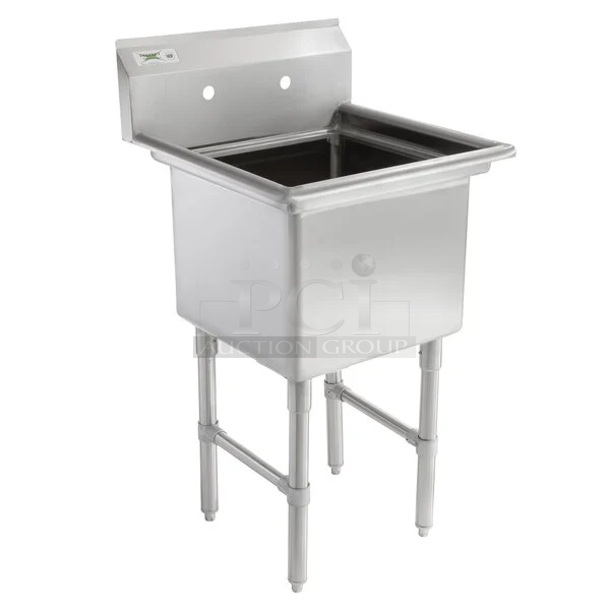 BRAND NEW SCRATCH AND DENT! Regency 600S11818 23" 16-Gauge Stainless Steel One Compartment Commercial Sink with Stainless Steel Legs, without Drainboard - 18" x 18" x 14" Bowl - Image 1 of 6
