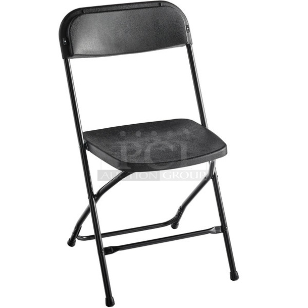 30 BRAND NEW SCRATCH AND DENT! Lancaster Table & Seating DG-64299-5 384DG64299BK Black Textured and Contoured Folding Chair. 30 Times Your Bid!