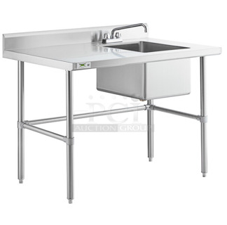 BRAND NEW SCRATCH AND DENT! Regency 600ST3048R 30" x 48" 16 Gauge Stainless Steel Work Table with Right Sink and Cross Bracing