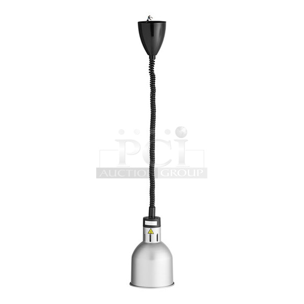 3 BRAND NEW SCRATCH AND DENT! ServIt 423HLR75CH Retractable Cord Ceiling Mount Heat Lamp with Modern Chrome Flared Finish Round Dome Shade. 3 Times Your Bid! - Image 1 of 5
