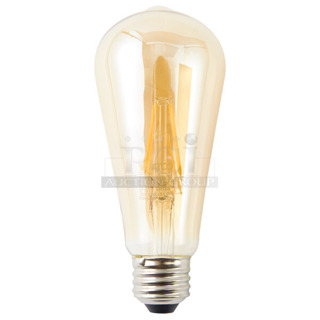 3 Boxes of 6 BRAND NEW SCRATCH AND DENT! Satco S9578 4.5 Watt (40 Watt Equivalent) Transparent Amber LED Light Bulb - 120V (ST19). 3 Times Your Bid!