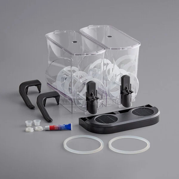 BRAND NEW SCRATCH AND DENT! Bunn 58000.0623 Black 2 Bowl Hopper Assembly with Flat Lids for ULTRA NX Slushy Machines - Image 1 of 3