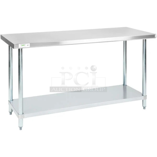 BRAND NEW SCRATCH AND DENT! Regency 600T2460G 24" x 60" 18-Gauge 304 Stainless Steel Commercial Work Table with Galvanized Legs and Undershelf. May Be Missing Pieces. - Image 1 of 2