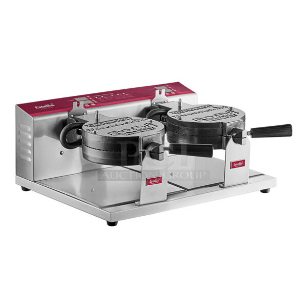 BRAND NEW SCRATCH AND DENT! 2023 Estella 348WCMX2A Stainless Steel Commercial Double Waffle Cone Maker. 120 Volts, 1 Phase. Tested and Working! - Image 1 of 5