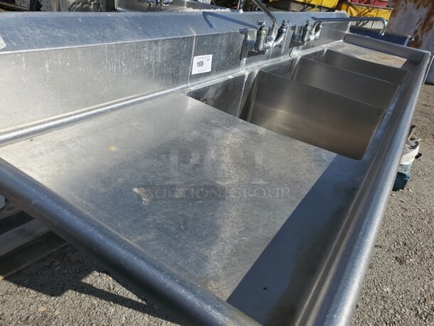 Stainless Steel 3 Compartment Sink W/ Faucet!! 108X26X36 - Image 1 of 6