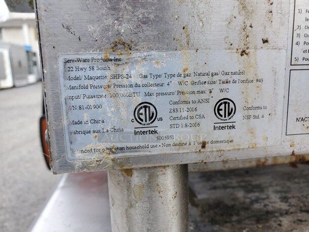 Serv-Ware SHPS-24 Natural Gas, Countertop, 24" 4 burners Stove 24X30X13 100,000BTU - Image 4 of 5