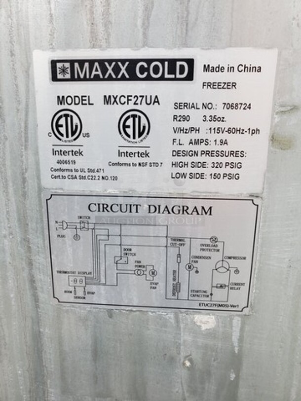 MAX COLD MXCF27UA Undercounter| Single Door Freezer| Tested & Working 27"W X 30"D X 36"H - Image 5 of 5