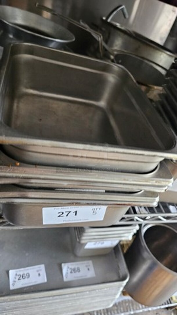 Lot of 5 Stainless Steel Food Pans *without lids* - Image 2 of 3