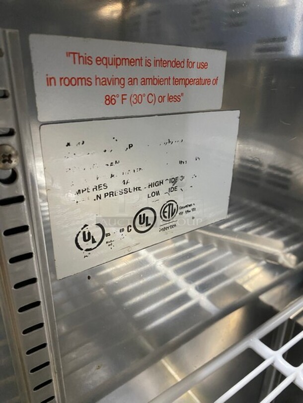 Stainless Steel One Door Commercial Sandwich/ Salad Prep Table Bain Marie On Commercial Casters! With Commercial Cutting Board! - Image 7 of 9