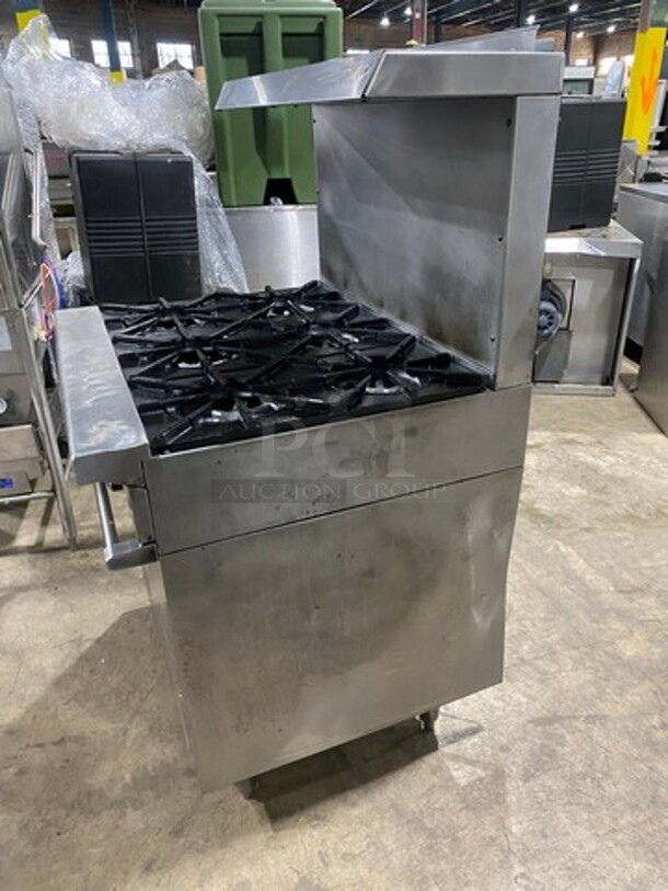 Garland Commercial Natural Gas Powered 6 Burner Stove! With Raised Back Splash And Salamander Shelf! With Oven Underneath! All Stainless Steel! On Legs! - Image 2 of 8