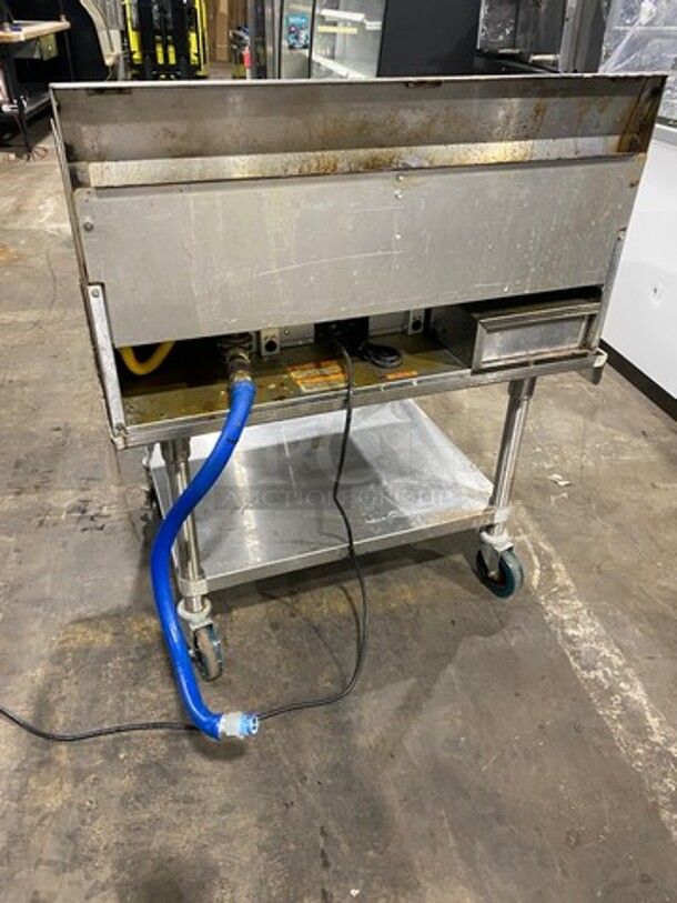 MagiKitch'n Commercial Countertop Natural Gas Powered Flat Griddle! With Back & Side Splashes! On Equipment Stand! With Storage Space Underneath! All Stainless Steel! On Casters! - Image 3 of 8