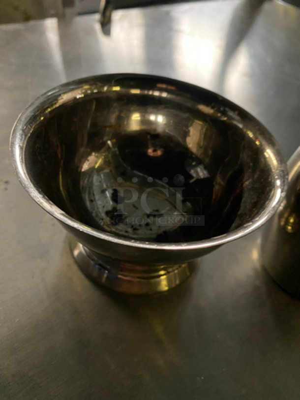 SO CUTE! ALL ONE MONEY! Small Stainless Steel Coffee Pitchers And Dessert Cups! - Image 4 of 6