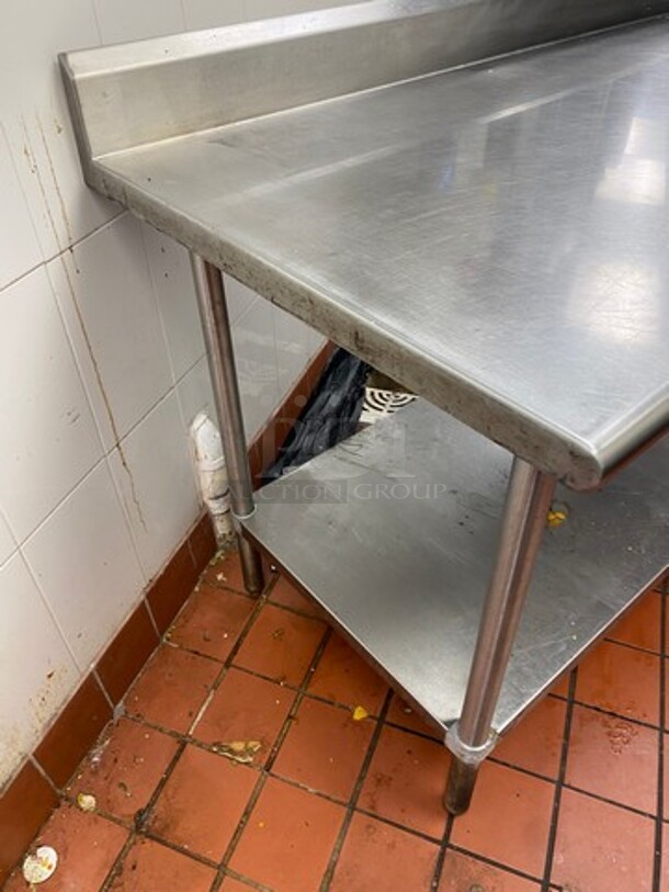 Solid Stainless Steel Work Top/ Prep Table! With Built In Hand Sink! With Faucet And Handles! With Back Splash! With Storage Space Underneath! On Legs! - Image 2 of 8