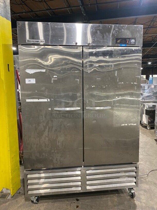 Beverage Air Commercial 2 Door Reach In Freezer! With Poly Coated Racks! All Stainless Steel! Model: KF481AS SN: 9027216 115V 60HZ 1 Phase